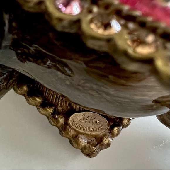 🐘 JAY STRONGWATER Elephant Footed Stone Bowl Enameled & Swarovski Crystals el - Picture 5 of 16